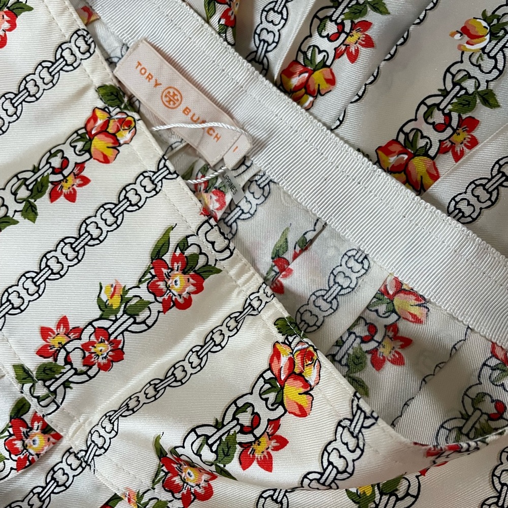 Carmine Pleated Gemini Link Rose Silk Skirt from Tory Burch - Picture 7 of 7